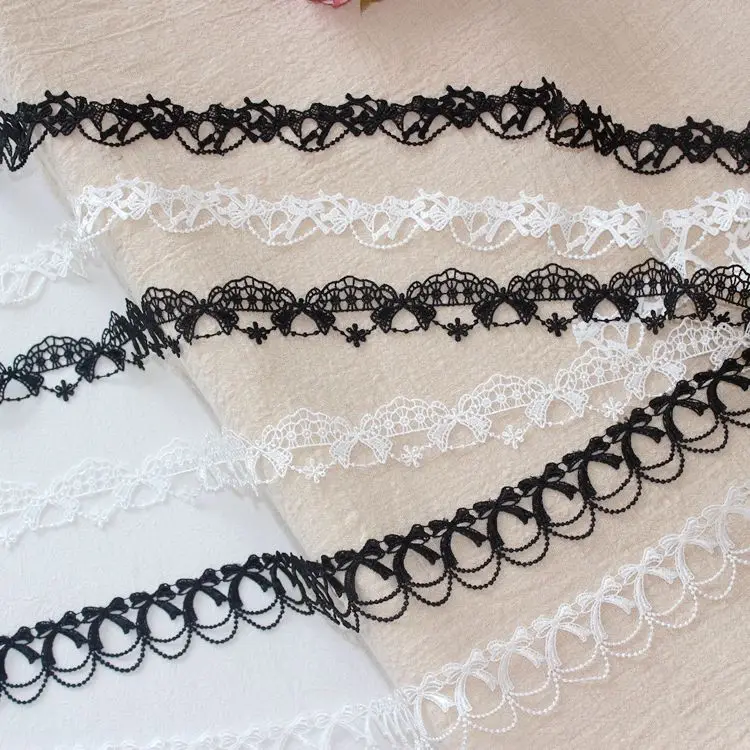 

Subtle Good Quality Embroidered Hollow Lace Trim 5 Yards Bows Designs 2021