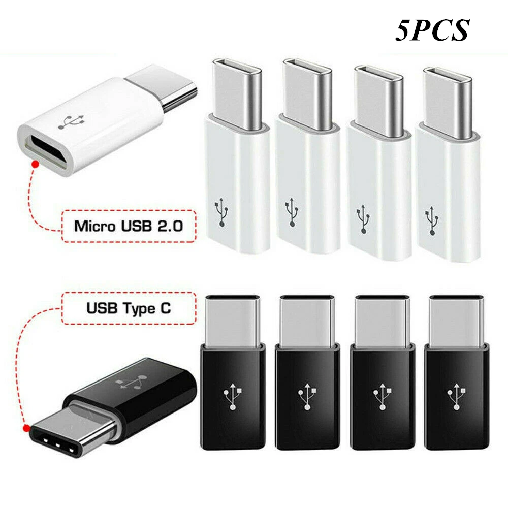 5PC New Micro USB Female To Type C Male Adapter Converter Micro-B To USB-C Connector Charging Adapter Phone Accessories