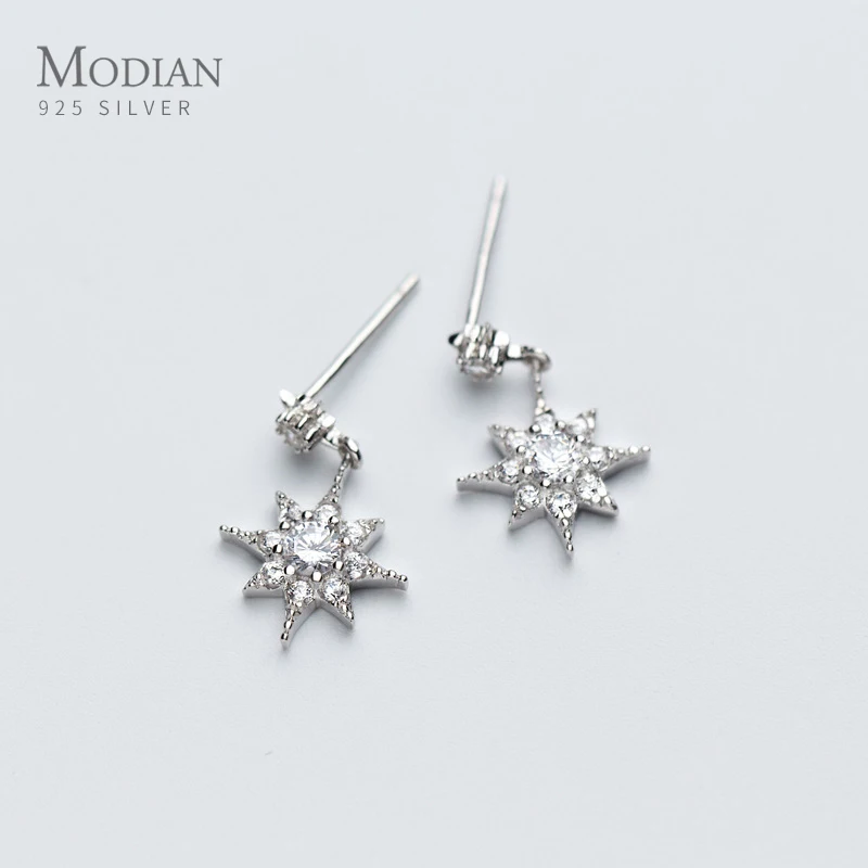 

Modian Clear Crystal CZ Stars Dangle Earrings Fashion 925 Sterling Silver Drop Earing for Women Wedding Fashion Jewelry Gifts