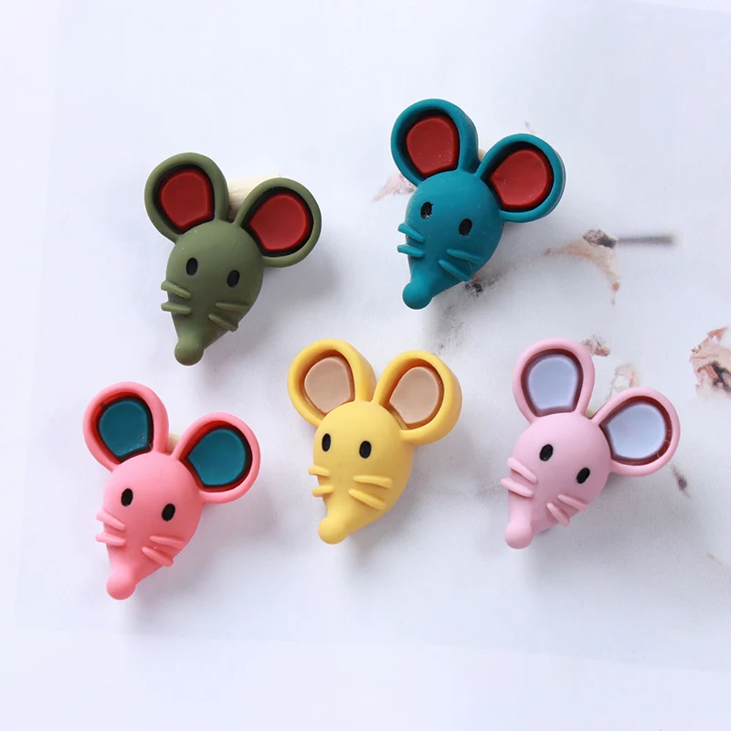 

10pcs Cartoon Mouse Resin Cabochon Flat back Cabochons Embellishments for Hair Bows Accessories DIY Scrapbooking Craft 21*24mm