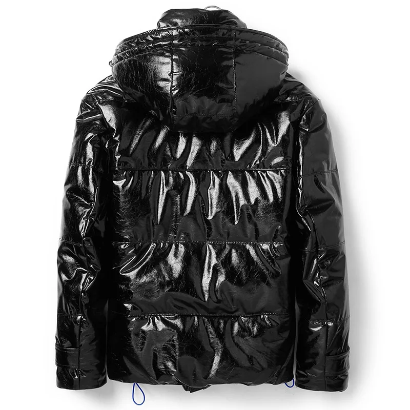 Мужской пуховик из натуральной кожи зимняя куртка 90% белого гусиного пуха теплая