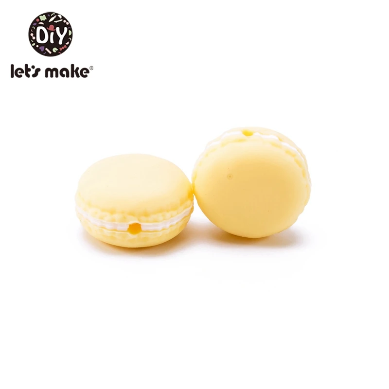 yellow Let'S Make, 5 шт., силиконовые прорезыватели, макарон, игрушки для детей, без бисфенола, пищевого качества, силиконовые прорезыватели, бусинки, аксессуары для детей, жевательные игрушки - Цвет: yellow