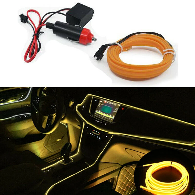 

DIY 5 Meters Car Interior Lighting Auto LED Strip EL Wire Rope Auto Atmosphere Decorative Lamp Flexible Neon Light Six colors