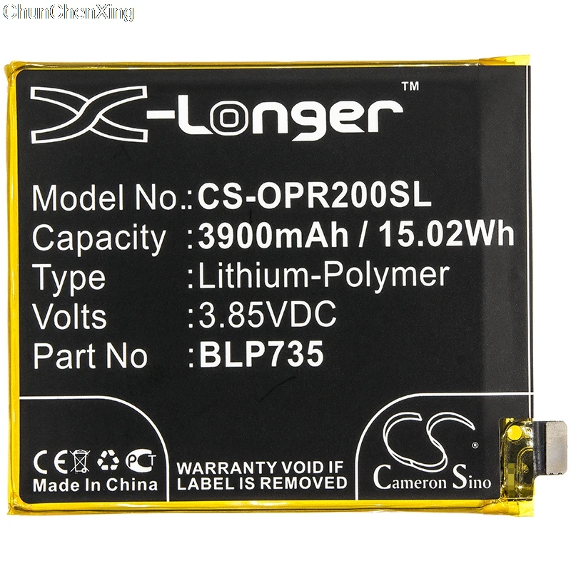 

Cameron Sino 3900mAh Battery BLP735 for OPPO CPH1907, CPH1951, CPH1989, PCKM00, PCKM80,PCKT00,Reno 2, Reno2 F, Reno2 Z