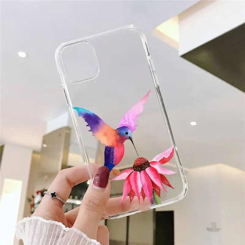 

Fashion Colorful bird phoenix Phone Case Transparent for iPhone 6 7 8 11 12 s mini pro X XS XR MAX Plus SE cover funda