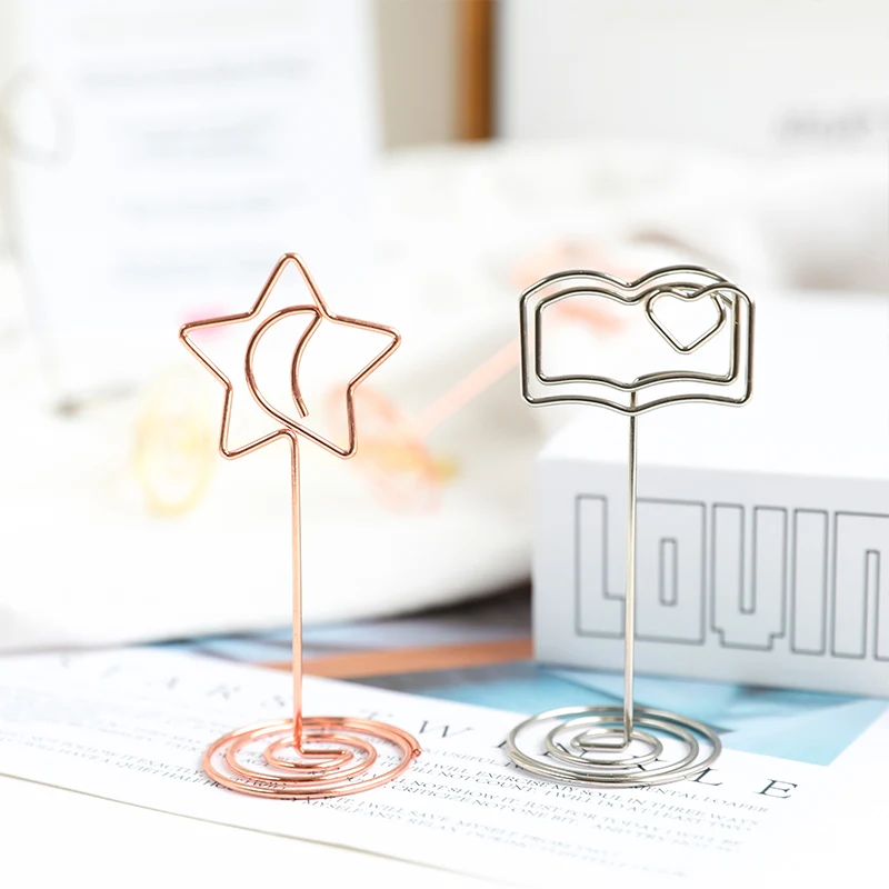 5 шт./лот держатель для фотографий в форме Золотого сердца настольные держатели