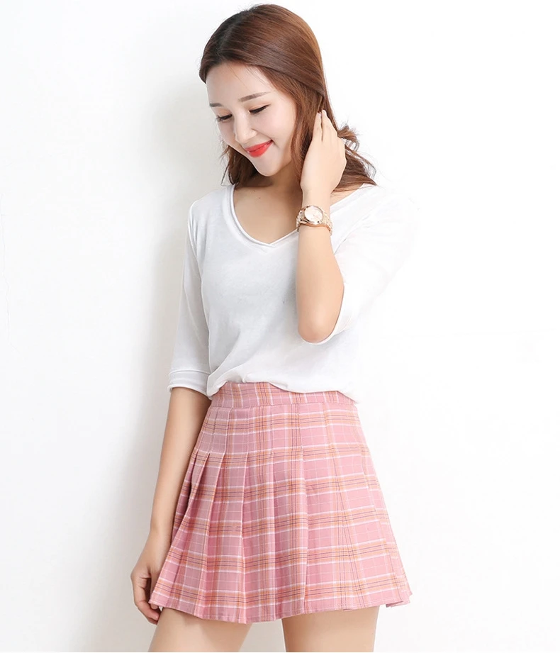 Летняя короткая юбка в стиле Харадзюку плиссированная школьная форма с высокой
