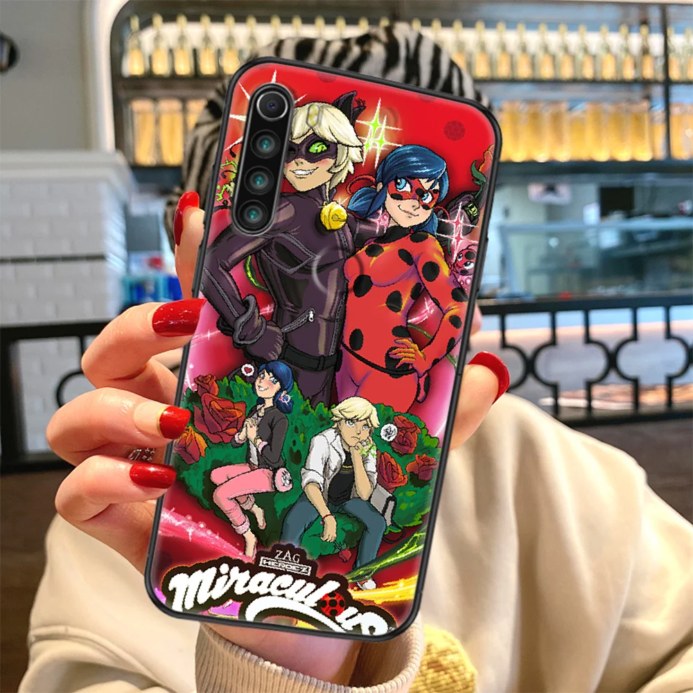 

Ladybugs girl Cartoon Phone case For Xiaomi Redmi Note 7 7A 8 8T 9 9A 9S 10 K30 Pro Ultra black trend coque pretty cell cover