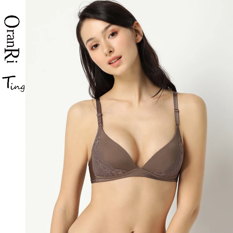 Оранжевый 2019 Новый женский бесшовный кружевной бюстгальтер базовый мягкий