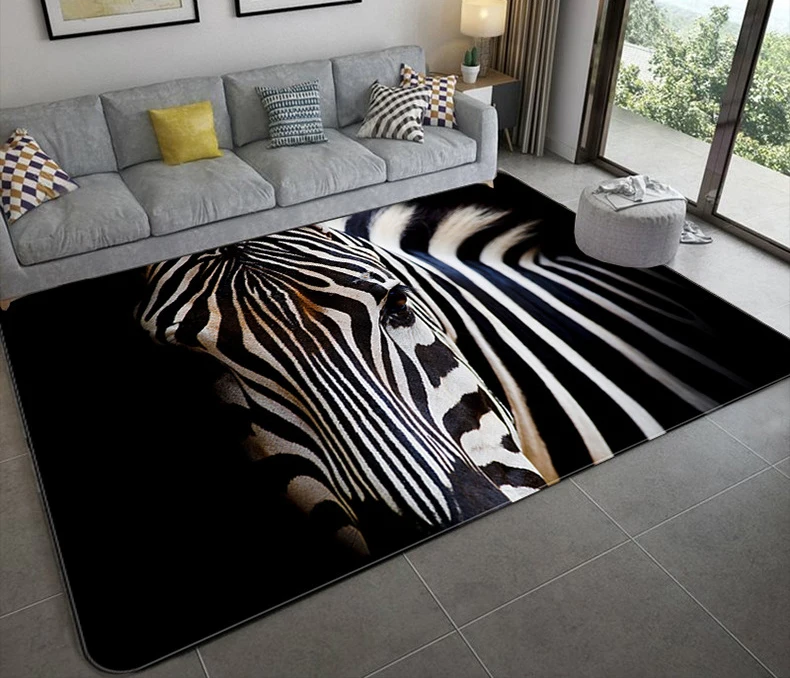 

Animal zebra carpet Square Anti-Skid Area Floor Mat 3D Rug Non-slip Mat Dining Room Living Room Soft Bedroom Carpet style-03