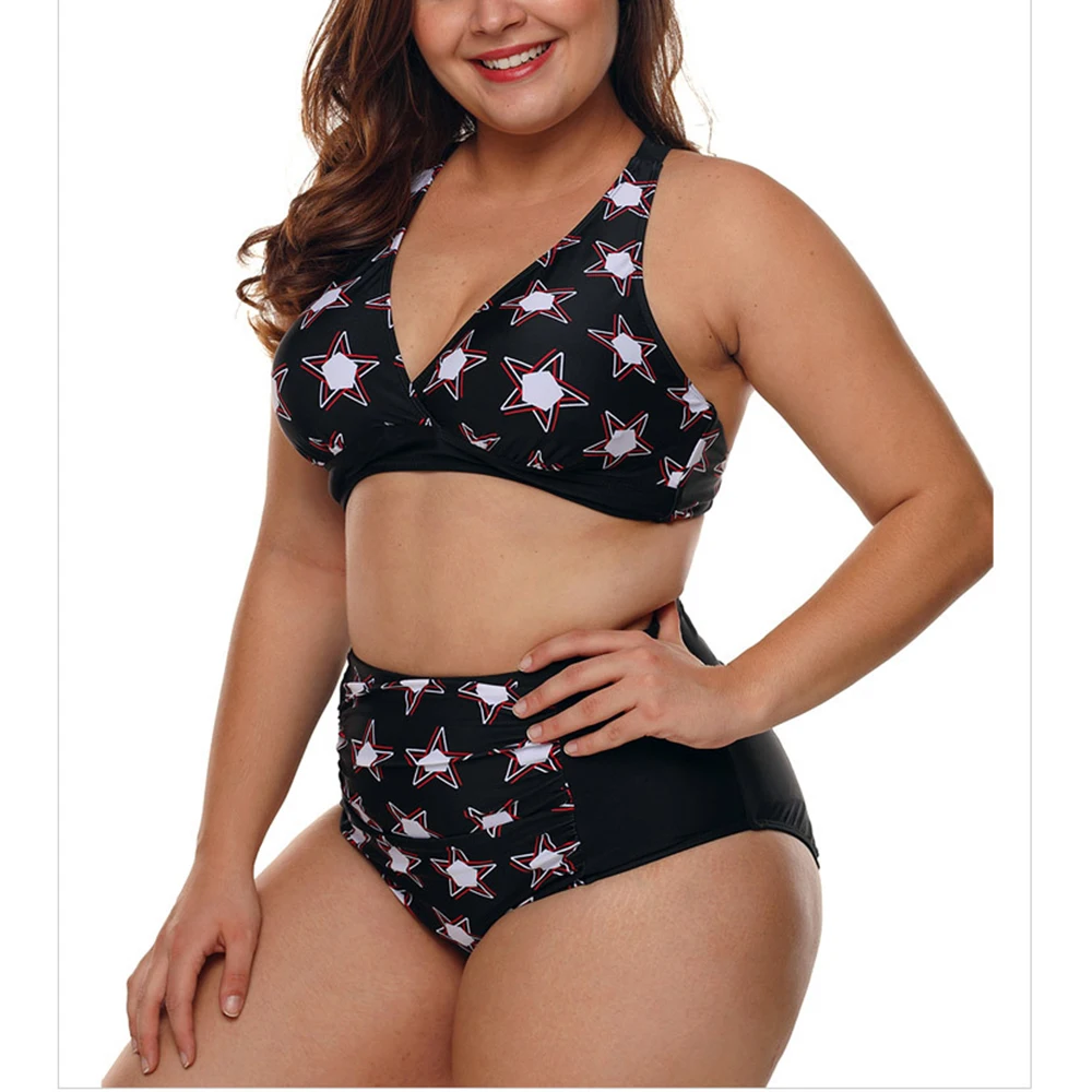 Женский купальный костюм большого размера 2 предмета танкини пляжная одежда с