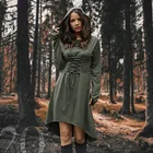 Женское платье в готическом стиле, винтажный пуловер с капюшоном и шнуровкой