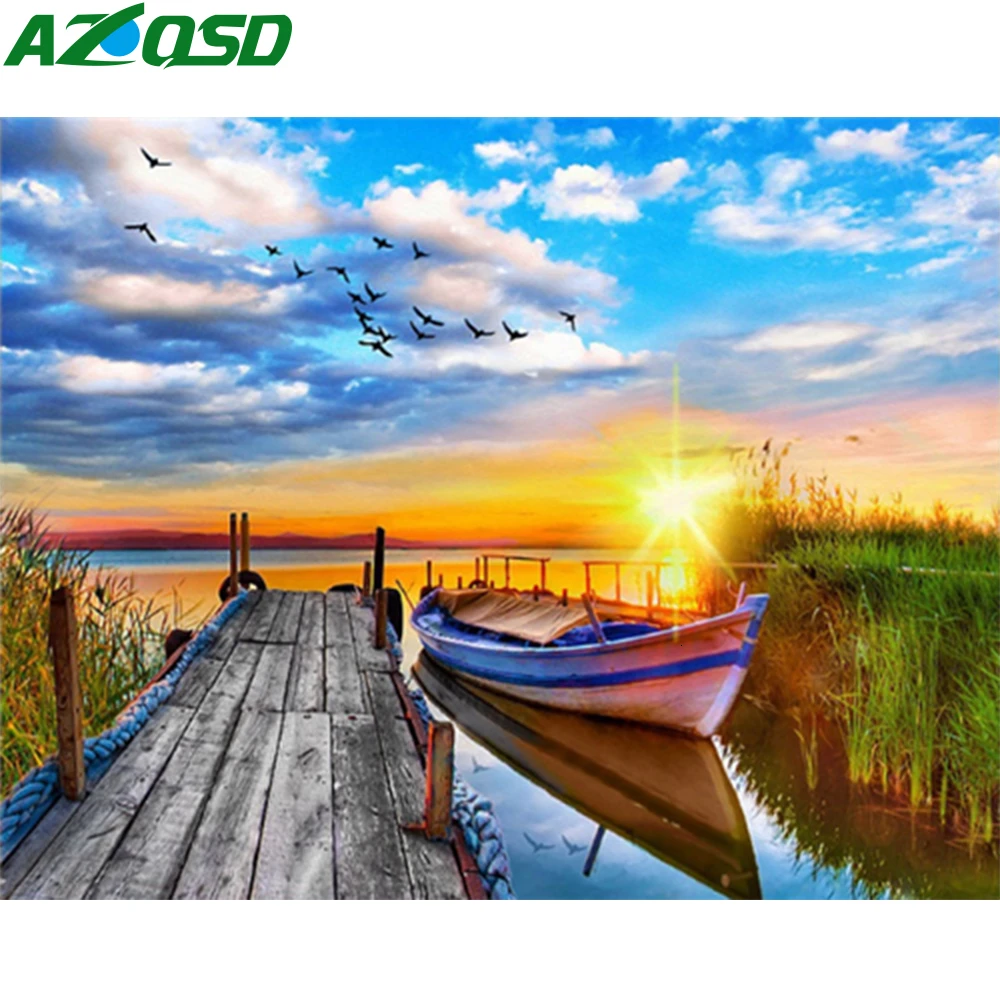 AZQSD Краски по номерам на холсте Unframe для художественного оформления ногтей ручная
