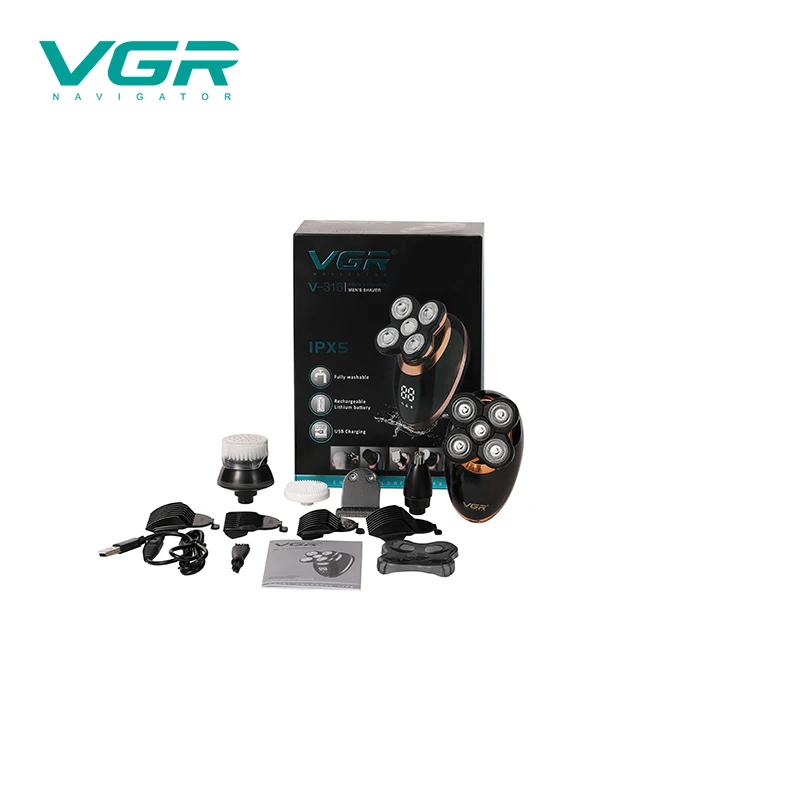 

New electric shaver VGR 5-in-1 multi-function razor men's grooming washed LCD digital displayelectric shaver razor for men V-316