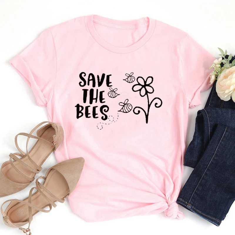 Save The Bees женские рубашки эстетическая сохраняет нашу планету зеленая футболка