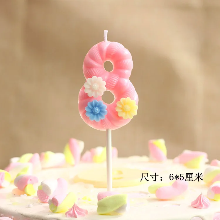 Новая Цветочная цифровая Свеча для дня рождения мультяшная Бездымная свеча