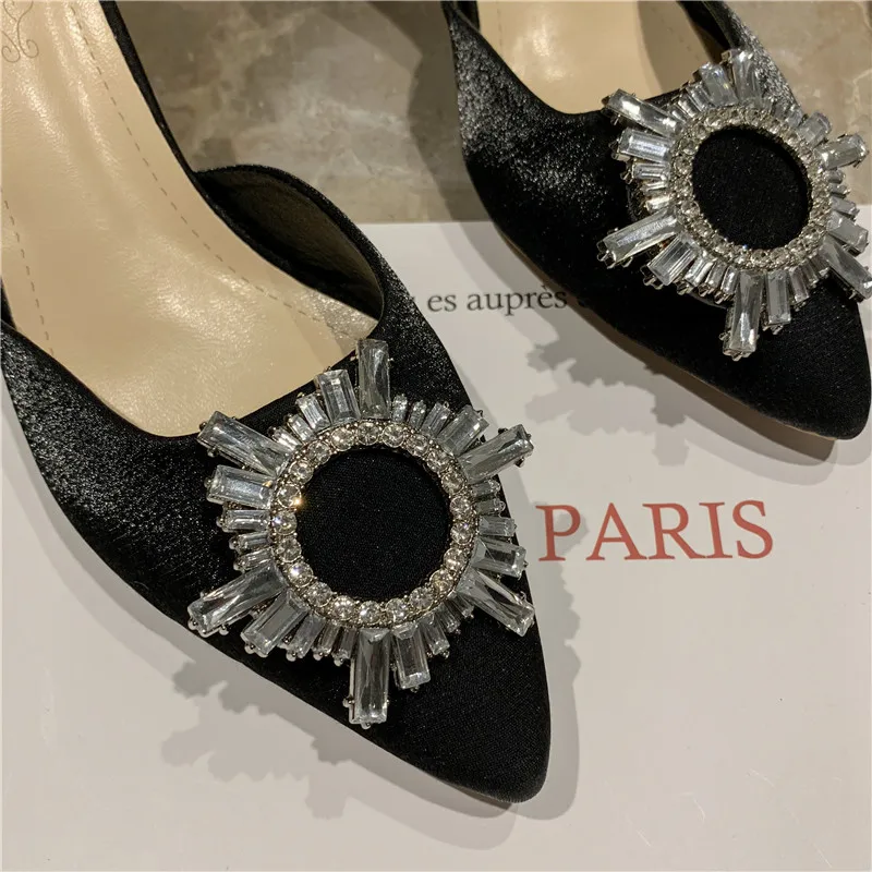 Шелковая обувь из хлопка с кристаллами коллекция 2019 года новые летние туфли