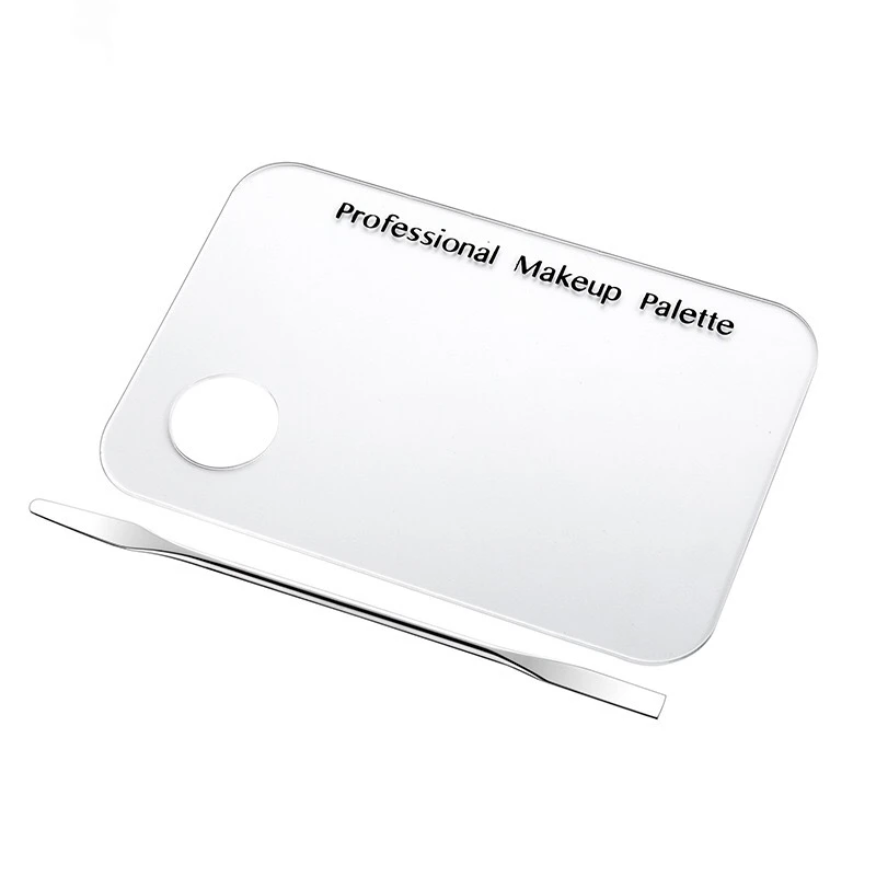 Makeup Palette Clear Acrylic Nail Stamping Plates Polish Gel Mixing Spatula Foundation Eyeshadow Stainless Steel Rod Manicure