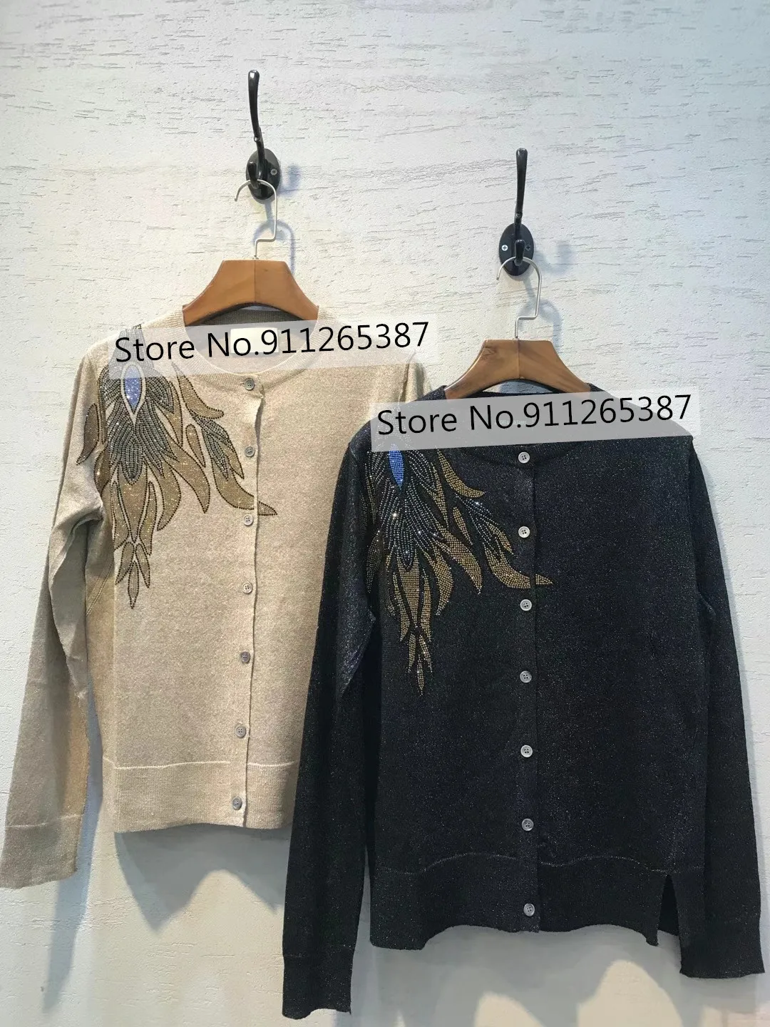 

Cardigan for Women Single Breasted Rhinestone Decoration O-Neck Long Sleeve Linen Knit Sweater