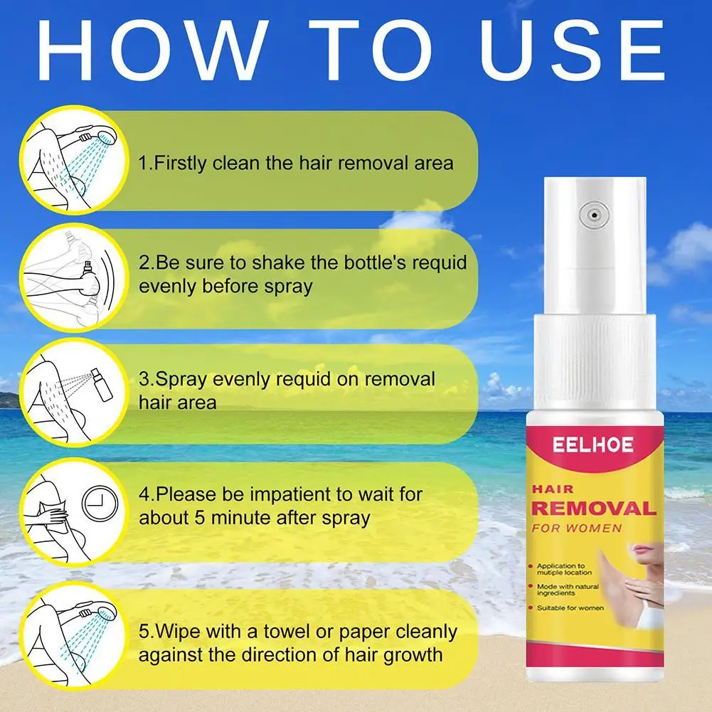 

Painless Hair Removal Spray Women and Men Stop Hair Growth Inhibitor Treatment Spray Smooth Body Shrink Pores Skin Repair Tool