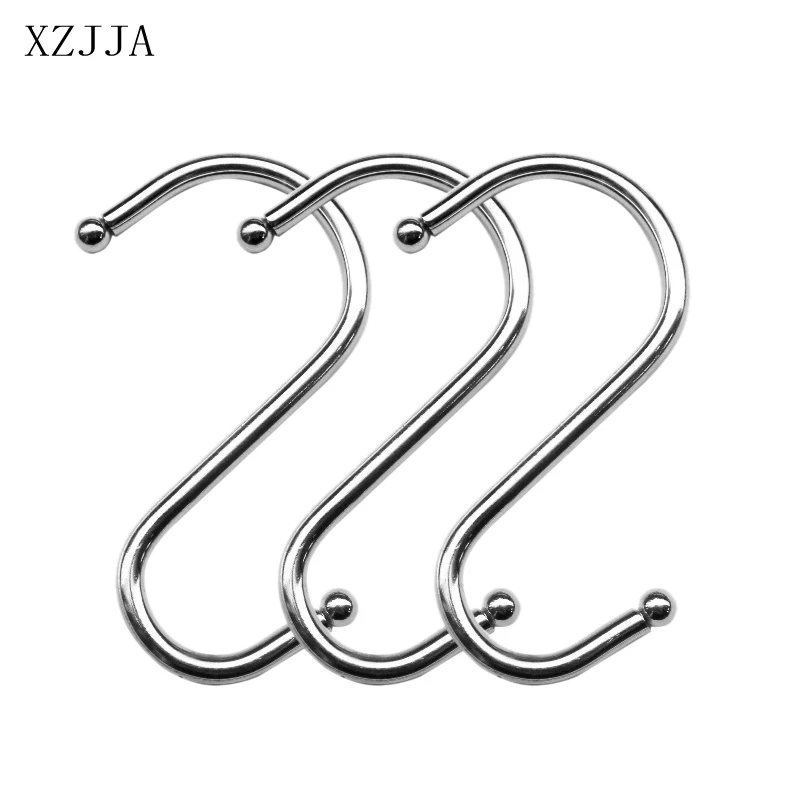 XZJJA 2-8Pcs Metal S Shaped Hooks Kitchen Bathroom Accessoires Hanging Storage Racks Key Hanger Sundries Organizer Butcher | Дом и сад