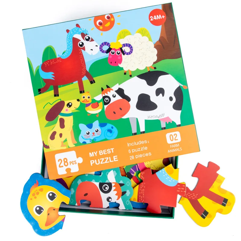 Новый большой деревянный пазл Vokmascot игрушки для детей 3d Мультяшные головоломки с