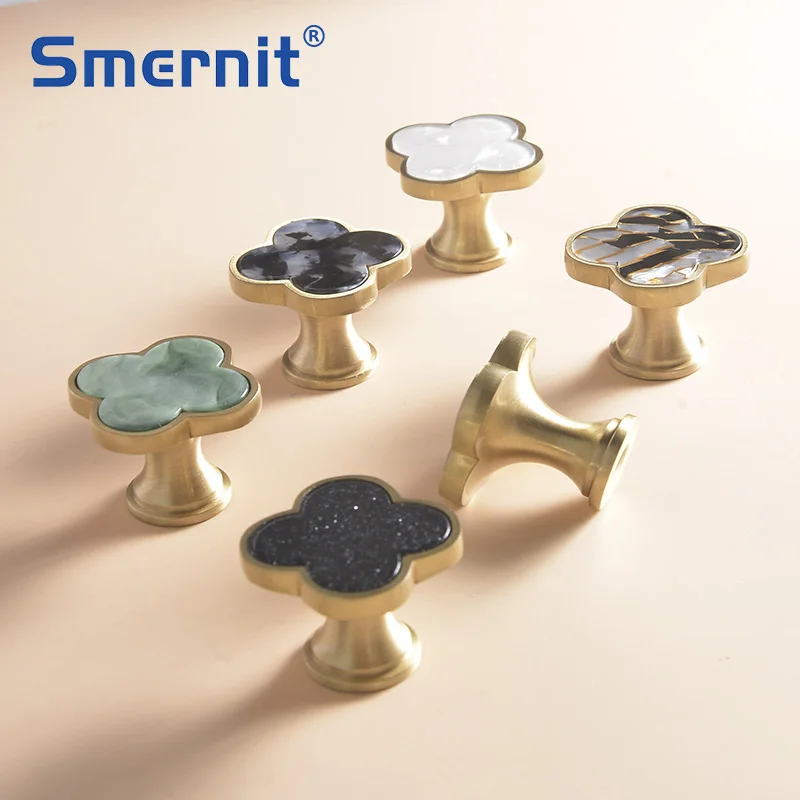 Четыре листа клевера латунные дверные ручки и для кухонного шкафа ящика дверного