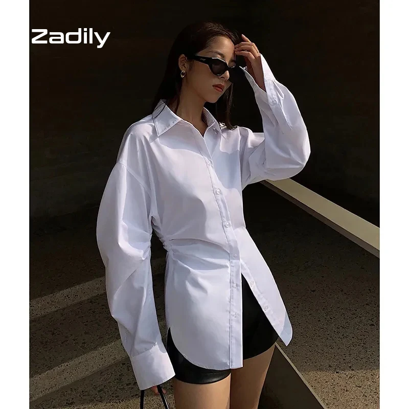 Женская длинная рубашка на пуговицах