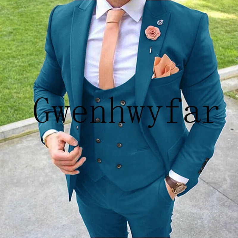 Новый дизайн 2018 элегантная брендовая Slim Fit для костюм Для мужчин комплект из 3