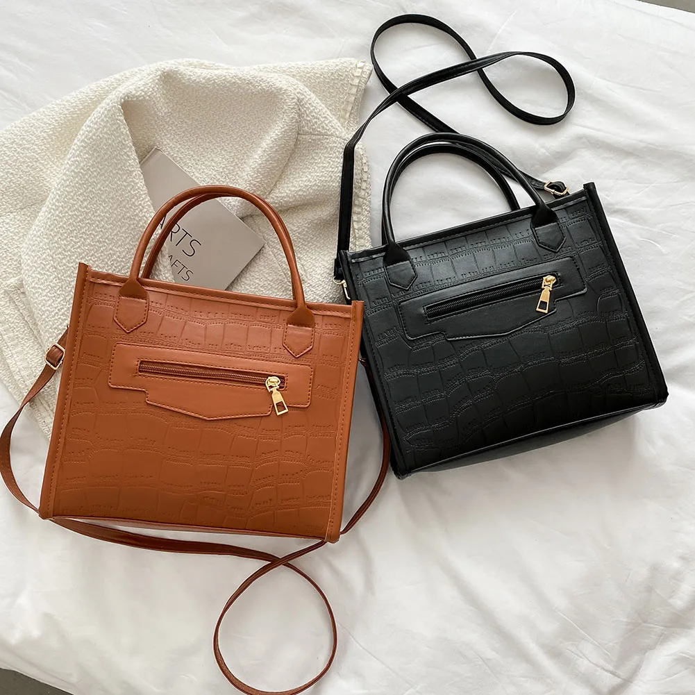 

Модные Женские однотонные сумки через плечо из искусственной кожи с каменным узором, сумка на плечо, повседневные маленькие дамские сумочк...