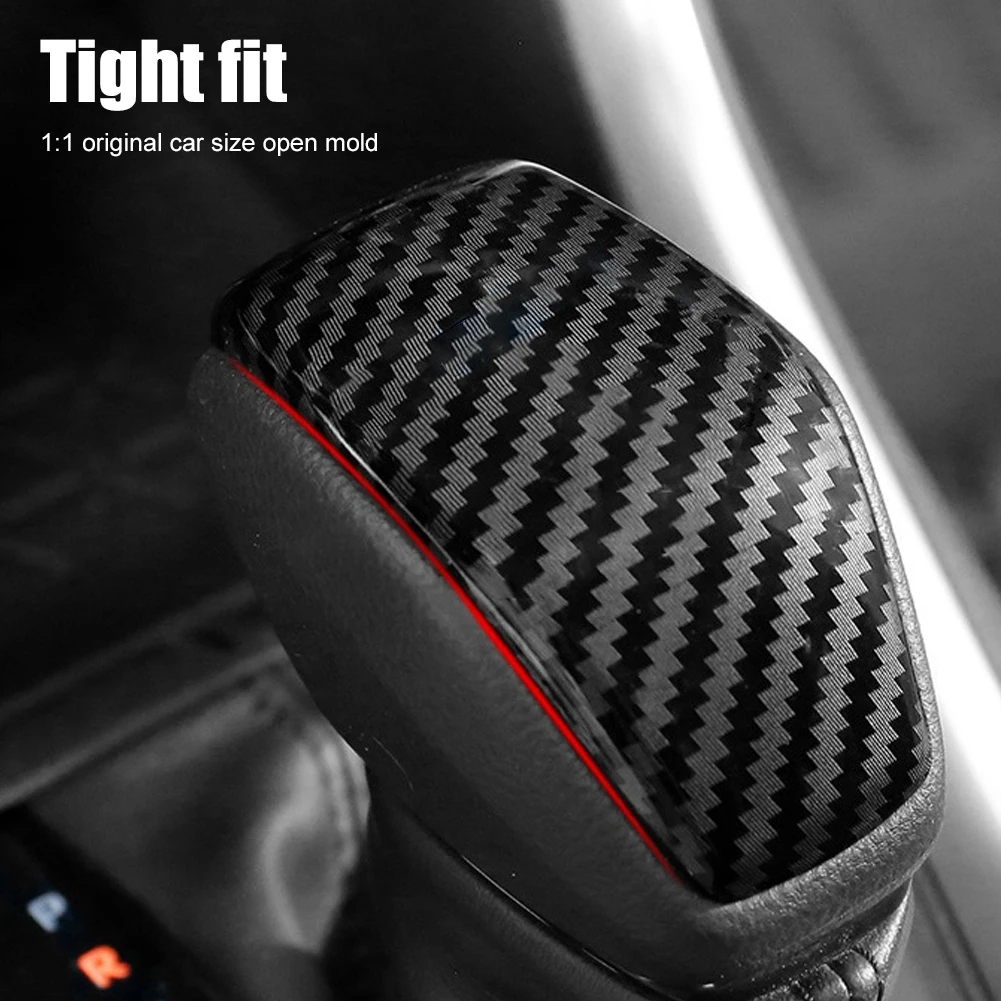 

For Toyota Highlander RAV4 2020-2021 Lever Shifter Gear Knob Cap Carbon Fiber ABS Car Gear Shift Knob Cover Anti-Scratch Sticker