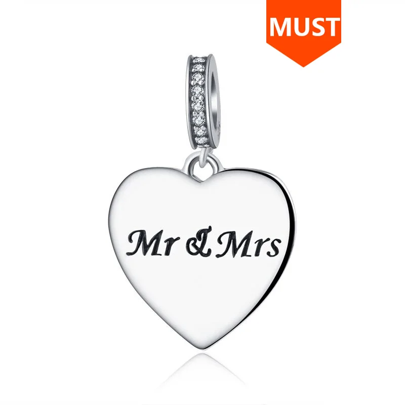 SG Любовь Сердце Mr & Mrs кулон бусины серебро 925 подходит Аутентичные Пандора
