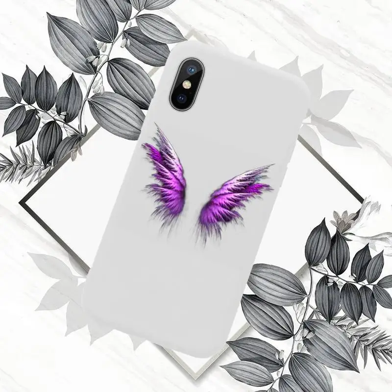 

Angel colourful wings feather black Phone Case Candy Color for iPhone 11 12 mini pro XS MAX 8 7 6 6S Plus X SE 2020 XR