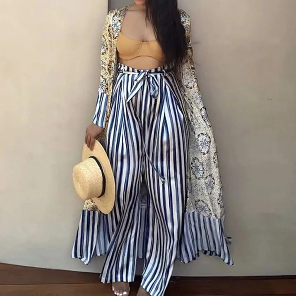 Boho Ретро этнический принт каникулы v-образным вырезом свободные лодыжки длина