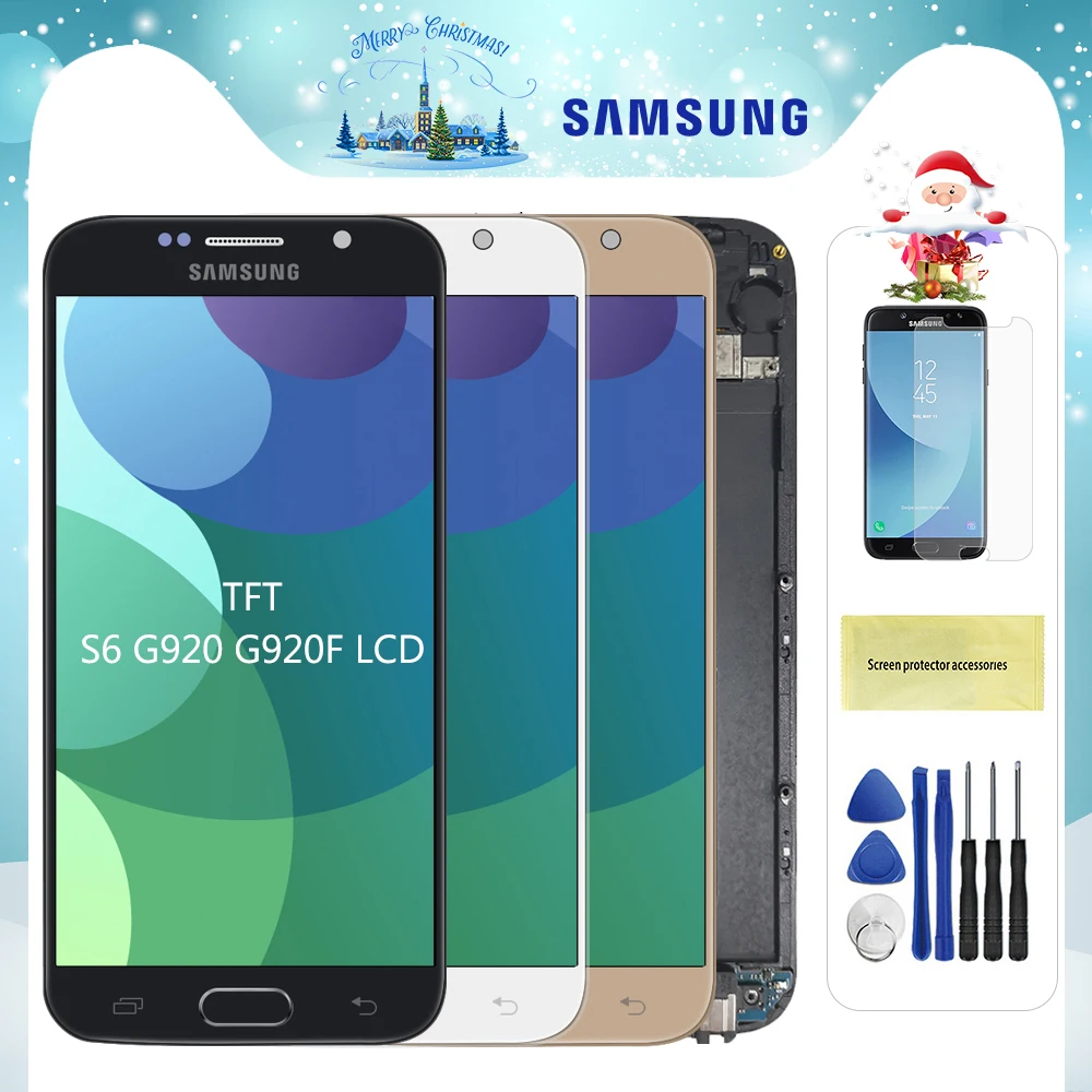 Для samsung Galaxy S6 G920 SM-G920F G920F G920FD кодирующий преобразователь сенсорного экрана в сборе запасные части для Galaxy S6 ЖК-экран