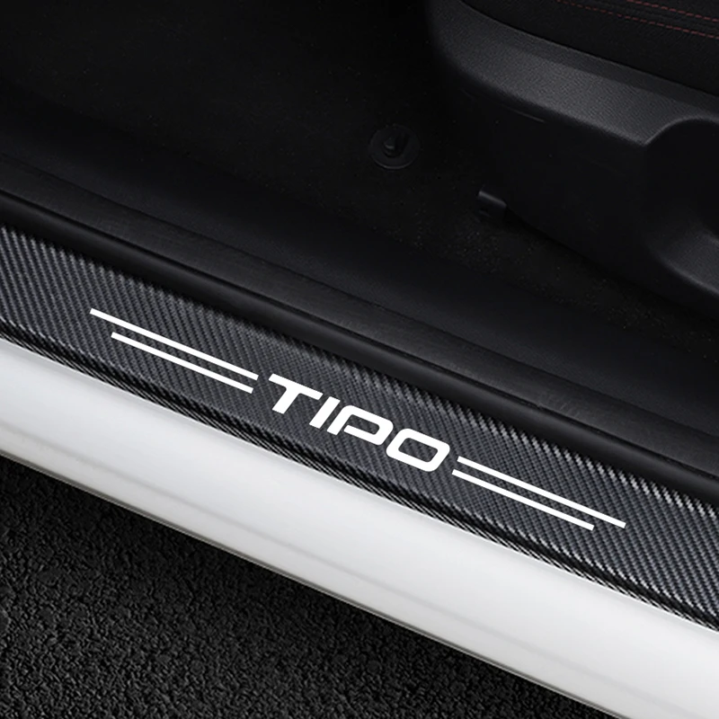 

4PCS For Fiat Tipo Car Styling Door Sill Carbon Fiber Vinyl Stickers Scuff Plate Guard Welcome Pedal Auto Decorative Accessories