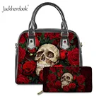 Jackherelook, забавная сумка-мессенджер с рисунком черепа и розы, сумка-мессенджер, кошелек для монет для девушек, роскошная женская сумка для денег