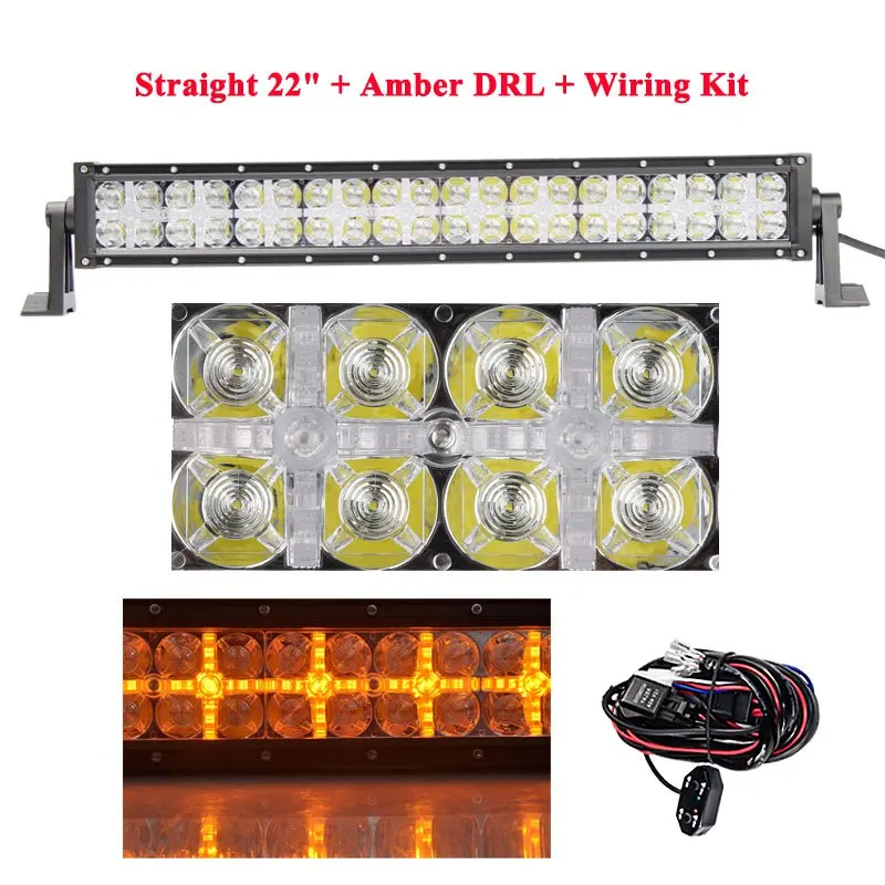 Straight 22 Inch VISORAK 22 32 42 5" 7D прямой изогнутый внедорожный светодиодный противотуманный светильник 4x4 ATV бар для внедорожника Jeep 4x4 4WD SUV ATV седельный тягач - Цвет: Straight 22 Inch