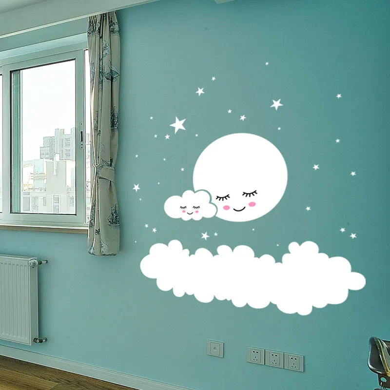Moon Stars DIY стикер для настенного искусства питомник облако наклейки на стене обои