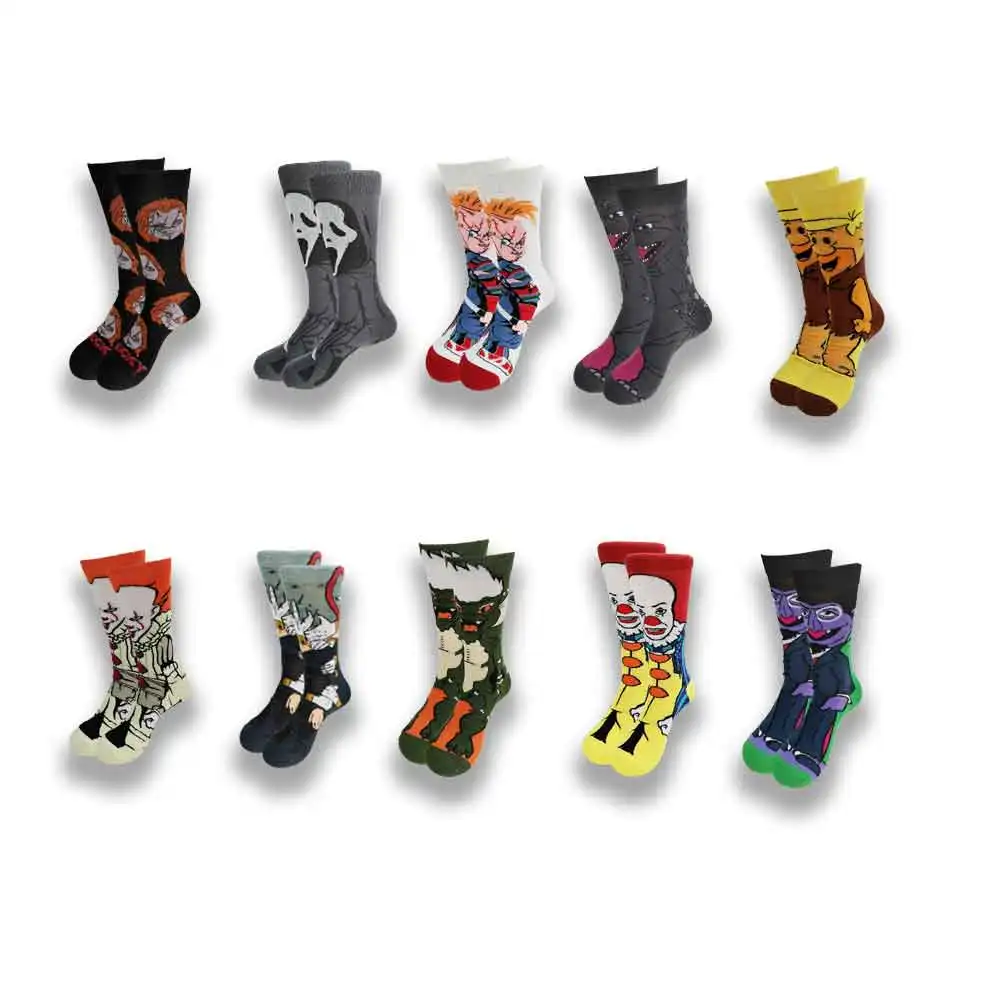 

Пара осенне-зимних мужских носков с мультяшными животными, желтые, синие, красные, оранжевые, зеленые, серые