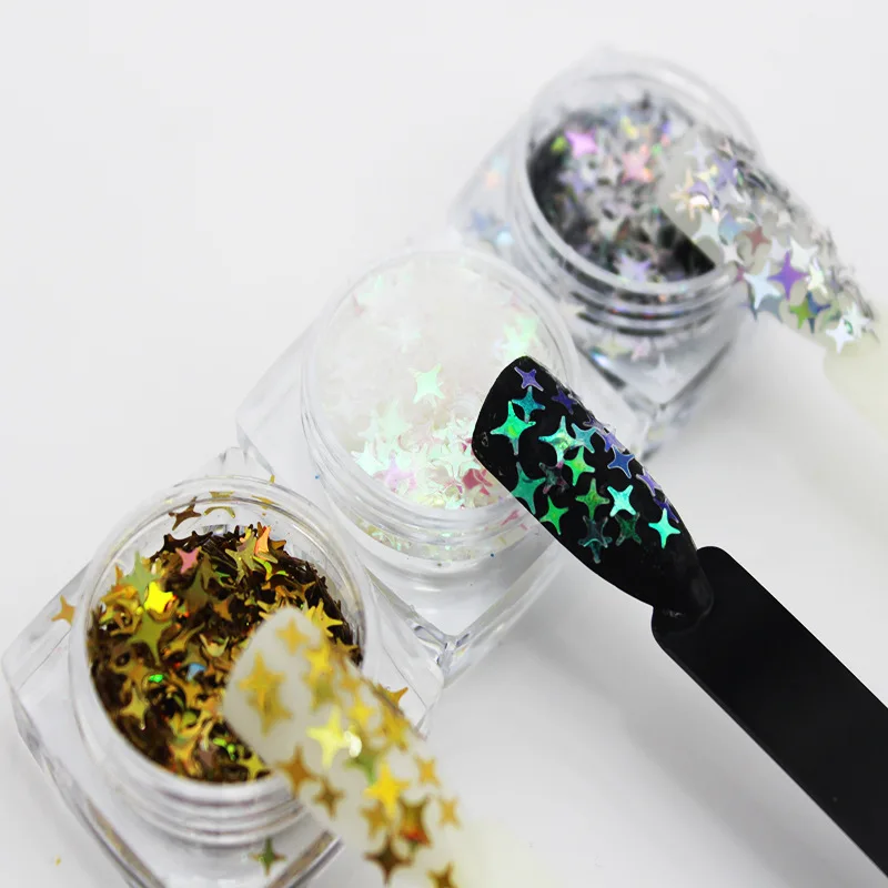 Ультратонкие голографические Блестки для ногтей 4 мм с крестиком и