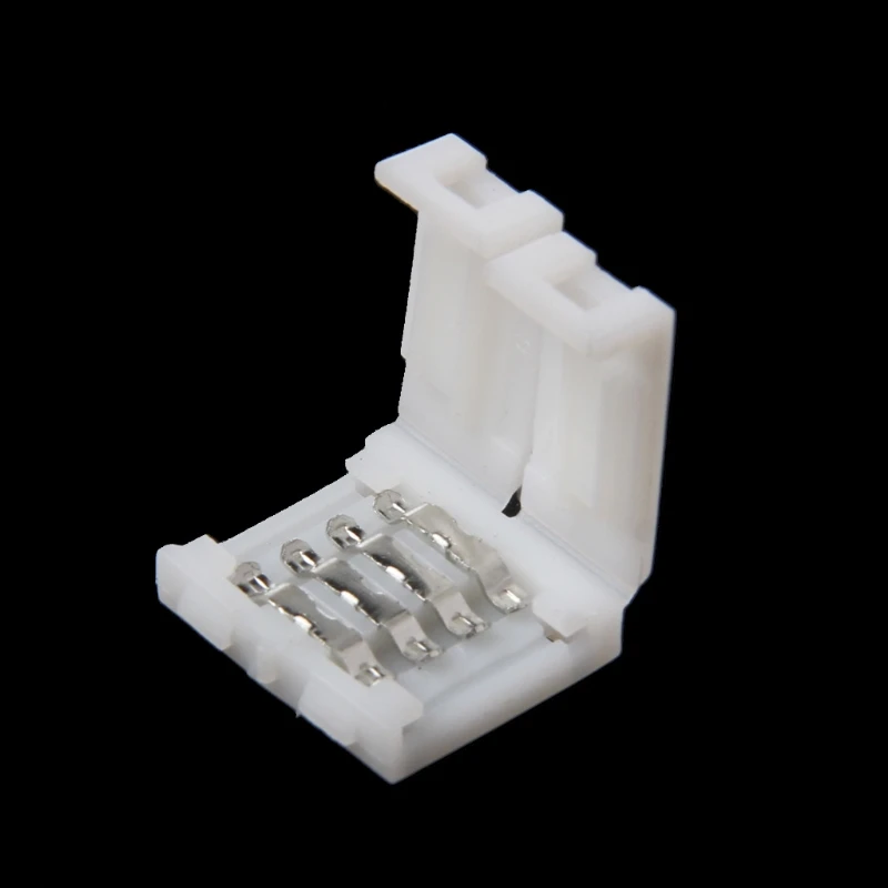 

Solderless Clip-on Coupler Connector 4 Pin 10mm For 5050 RGB LED Strip Light