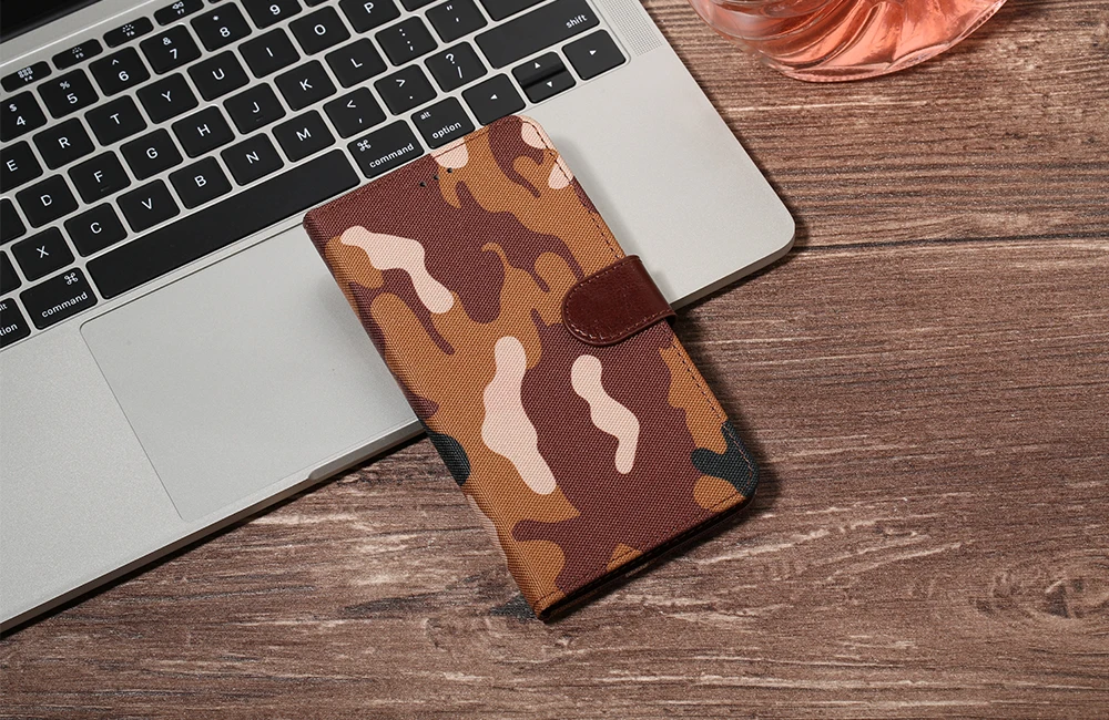 Армейский зеленый Камуфляжный Флип кожаный чехол для iPhone XS Max XR X 8 7 6 S Plus для Samsung Galaxy S6 S7 edge S8 S9 S10 Plus M10