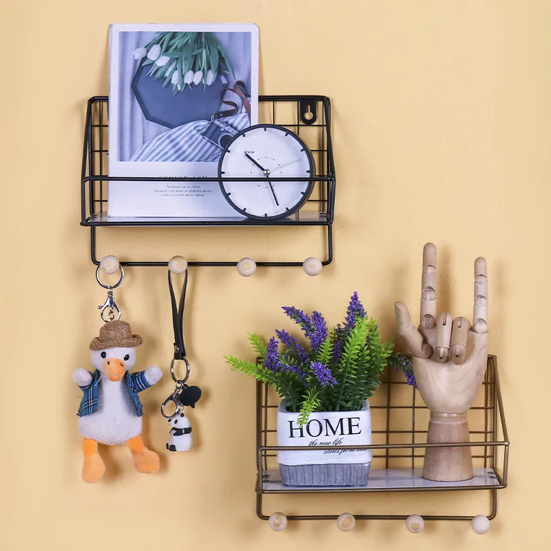 Nordic Ins Home Living Room Wall Iron Art Wooden Small Ball Hook Rack DIY Decoration Porch Kitchen Storage Organizer | Дом и сад