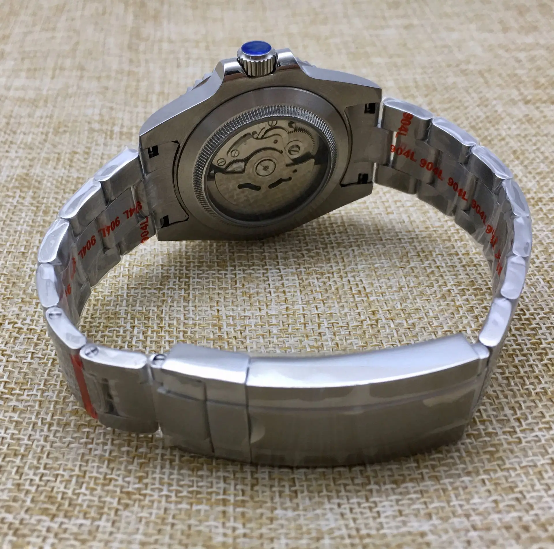 

40mm Blue Dial NH36 Automatic Watch Men's Coke Bezel Sapphire Glass Transparent Back Cover Mechanical Men's Clock