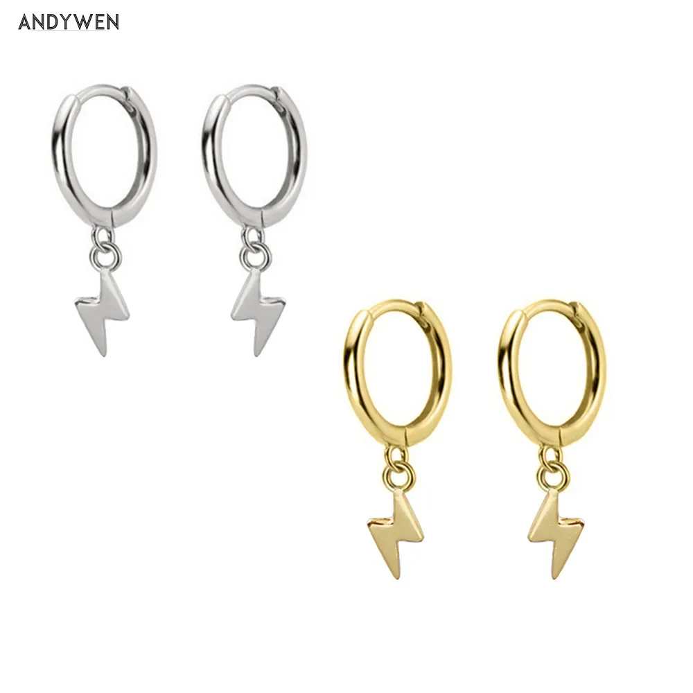 ANDYWEN 925 пробы серебряные серьги подвески диаметром 9 мм|Серьги-подвески| |