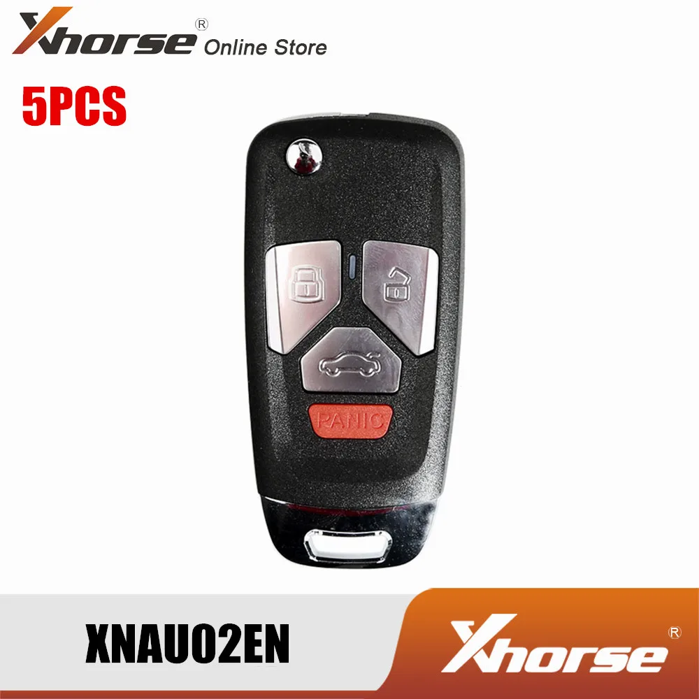 

XHORSE XNAU02EN For Audi Style Wireless VVDI Universal Flip Remote Key 4 Button With Panic Button 5pcs/Lot