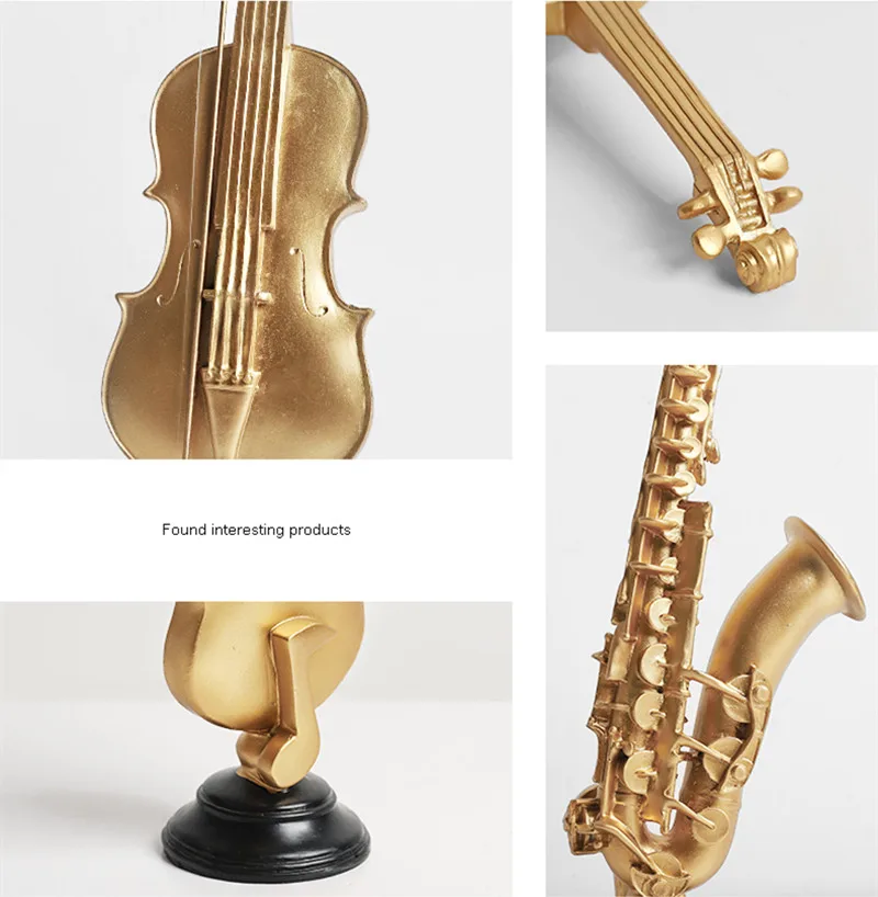 

[MGT] Europe originality golden instrument saxophone violin Resin modern Home decor Art Decoration craft ornaments statues