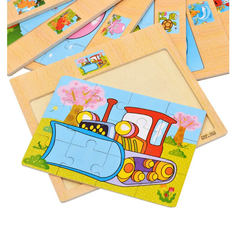 

Children Early Educational Toys Wooden 12-piece Jigsaw Picture Enlightenment Puzzle Recognition Book Kindergarten Learning Toy