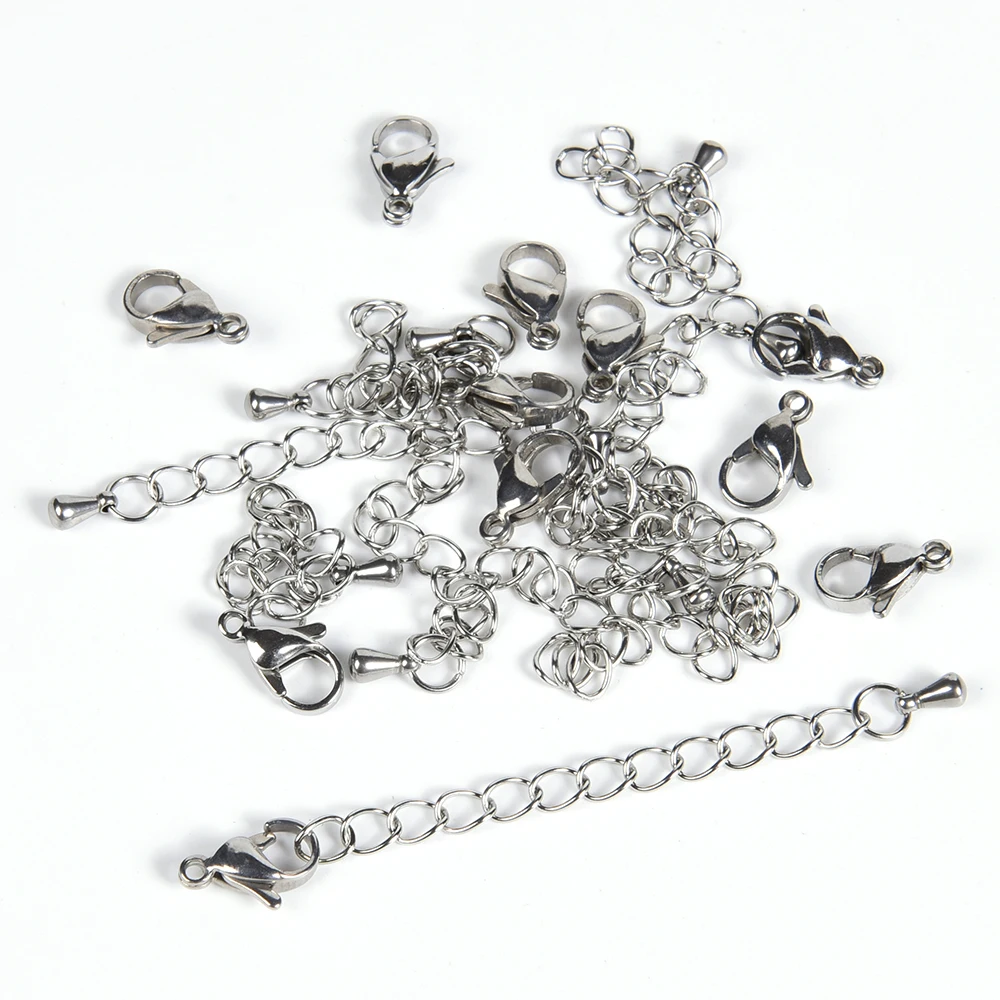 

10Pcs/Lot 5 7cm Stainless Steel Extended Tail Chain Connector With Lobster Clasps Jewelry Making Findings Necklace Bracelet